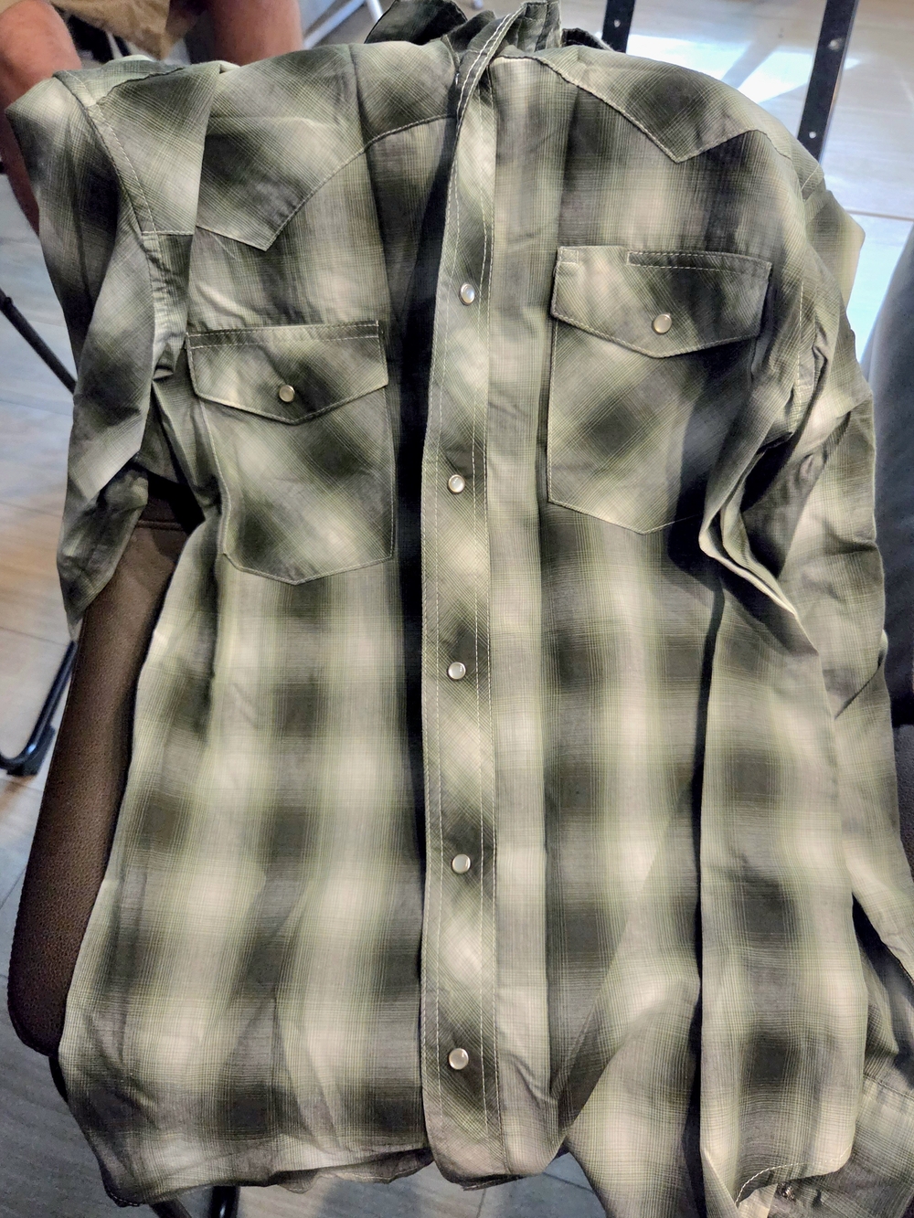 Wrangler Green Plaid Snap-Front Western Shirt
